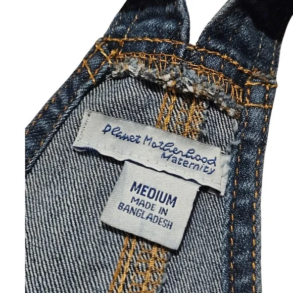 Planet Motherhood Maternity Overalls Women's Medium Dark Wash Denim Jeans - Picture 4 of 6